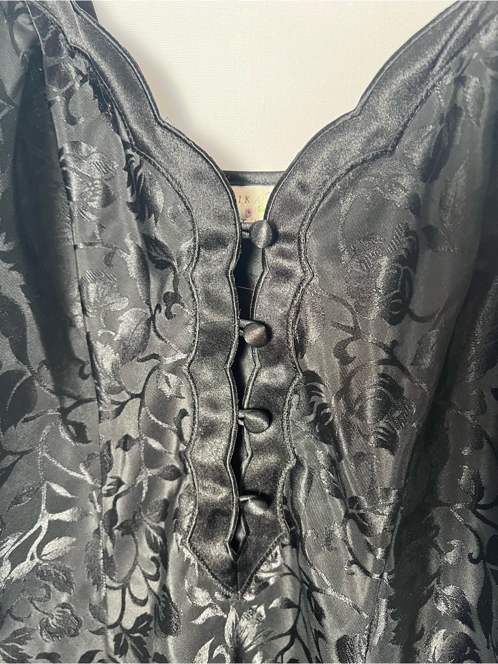Erika Taylor 90s Scalloped BabyDoll Slip Dress Satin Nightgown Y2k Floral Small - Picture 3 of 7